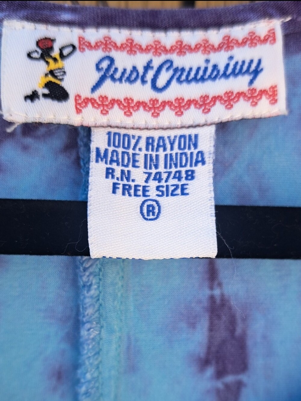 Just Cruising Sleeveless Tie-Dye V-Neck Beach Dress Aqua & Purple Rayon Breezy - Picture 14 of 14